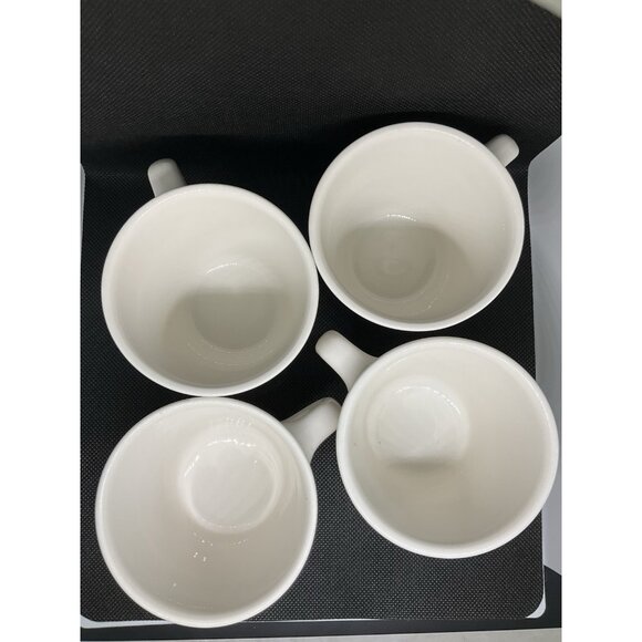 4‎ VTG Homer Laughlin Coffee Tea Cups Mugs 6 Oz Restaurant Ware White Farm House - Picture 2 of 8